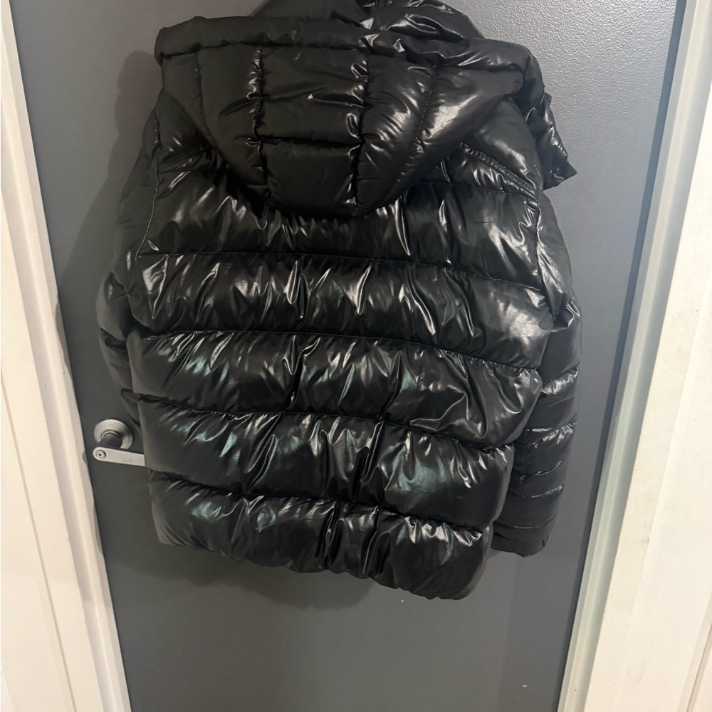SAM Glossy Black Hooded Puffer Jacket